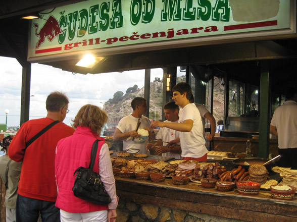 food stall in montenegro serving grilled meat