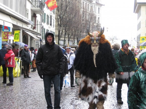 Darren Alff giant monster walking the streets of Luzern