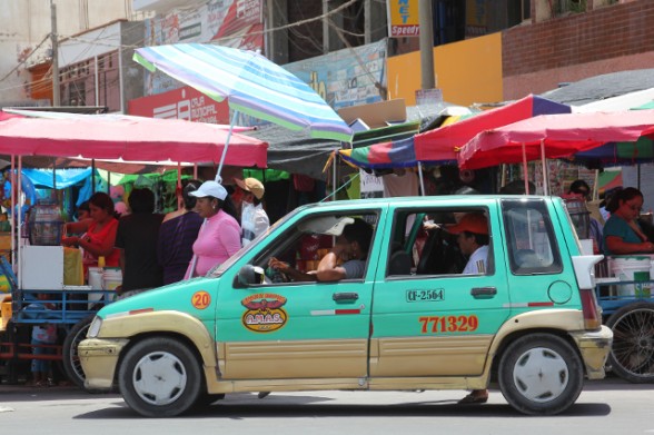 colorful taxi on the streets of nazca peru