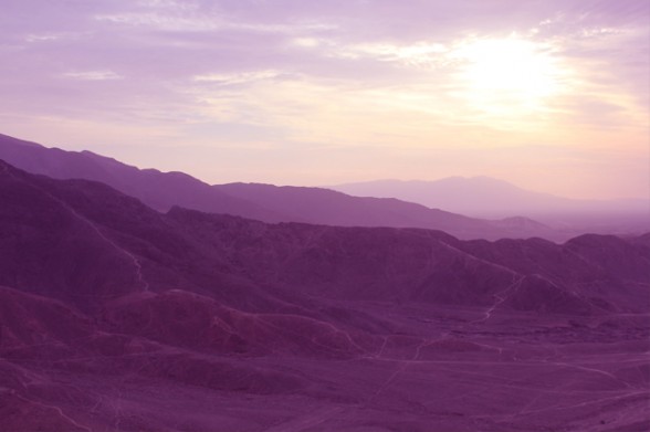 purple sunset near nazca peru