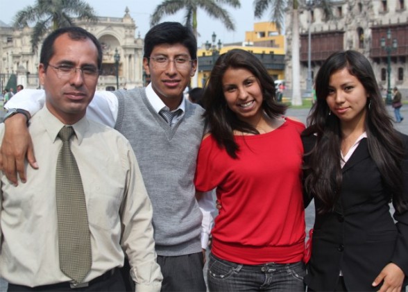 four students in lima peru - perfect travel photo