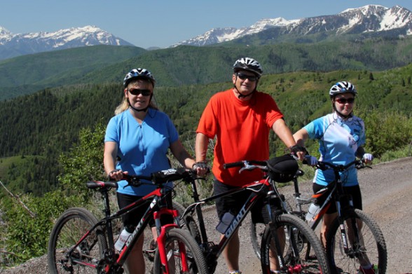 Sylvia, Bill and Lauren with their bicycles