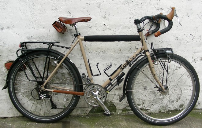 light brown touring bike