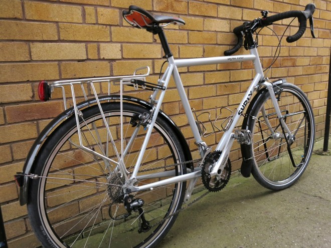 rear view of touring bicycle