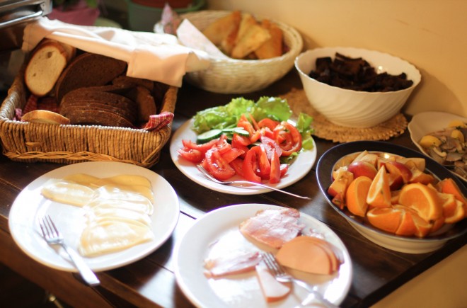 typical Estonian breakfast buffet