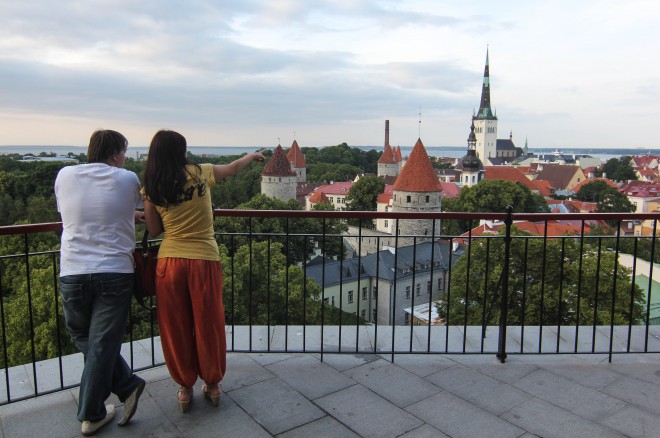 Couples in love in Tallinn, Estonia