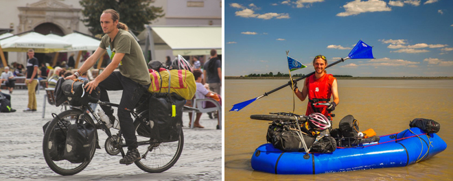 bikerafting with a touring bicycle and packraft