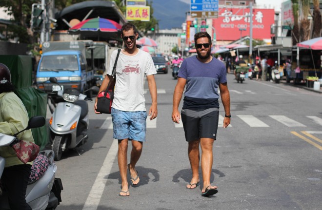 eat sleep surf partners walking in Taiwan