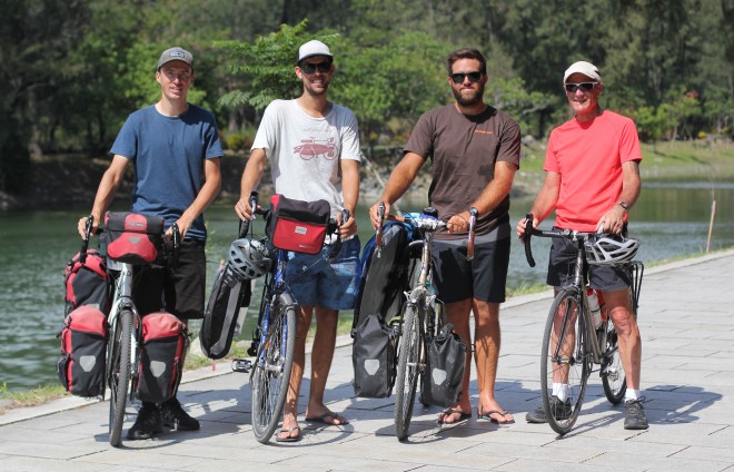 bicycle touring professionals Dylan Brayshaw and Rian Cope and Darren Alff
