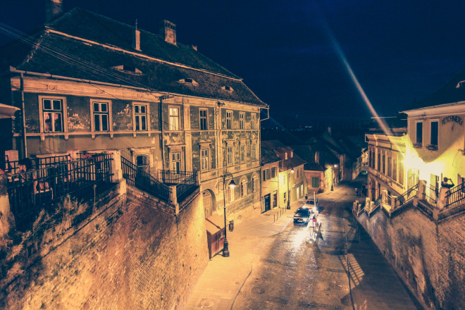nighttime photos of Sibiu Romania