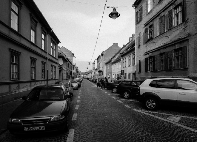 black and white photos of romanian street