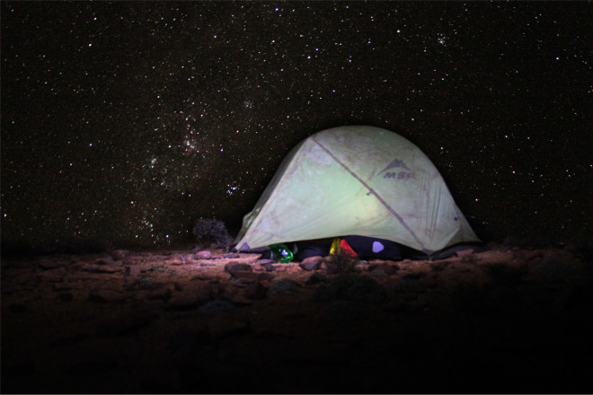 tent camping under stars