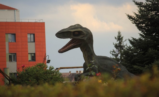 dinosair in urban environment