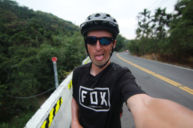 funny Bicycle Touring Pro uphill selfie