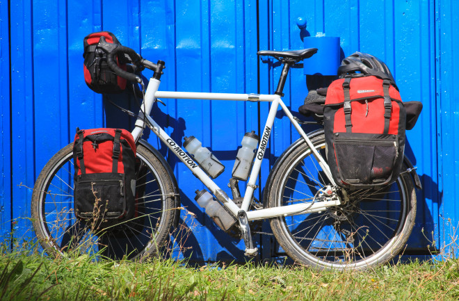 bicycle panniers on a touring bike