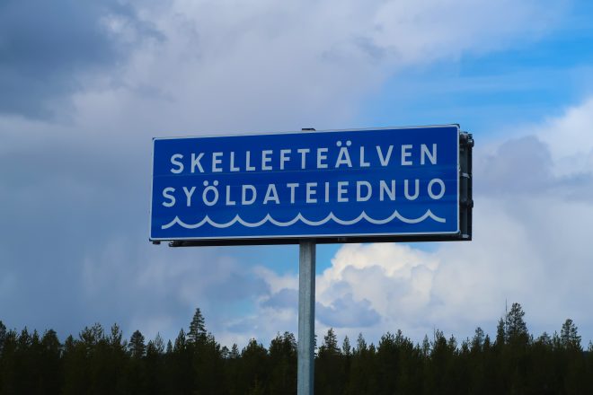 Skelleftalven sign in Sweden