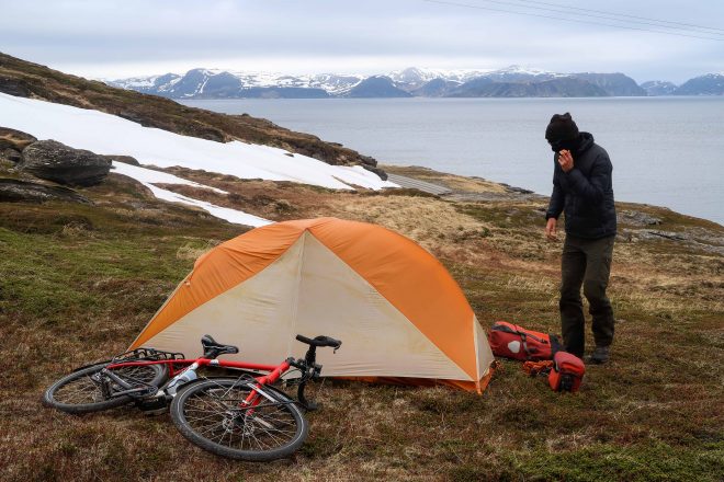 Bicycle touring and wild camping in Nordkapp Norway