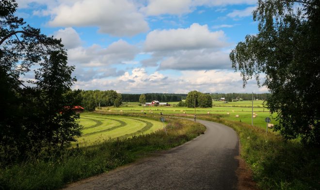 Sideroads in farmland Sweden