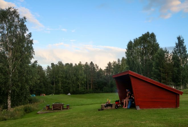 Bicycle touring campsite in Åbyälv, Sweden