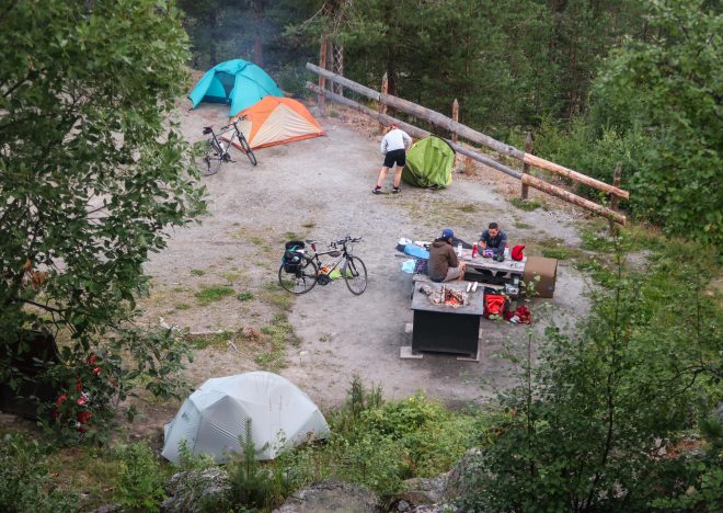 Bikepacking in Lulea, Sweden campsite