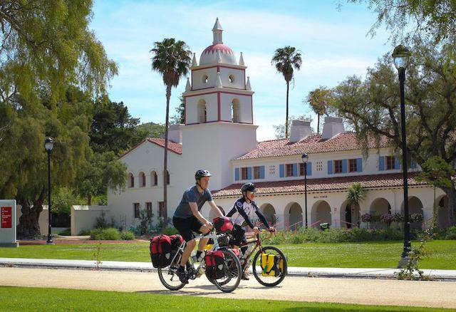 Hotel California with two bike tourists