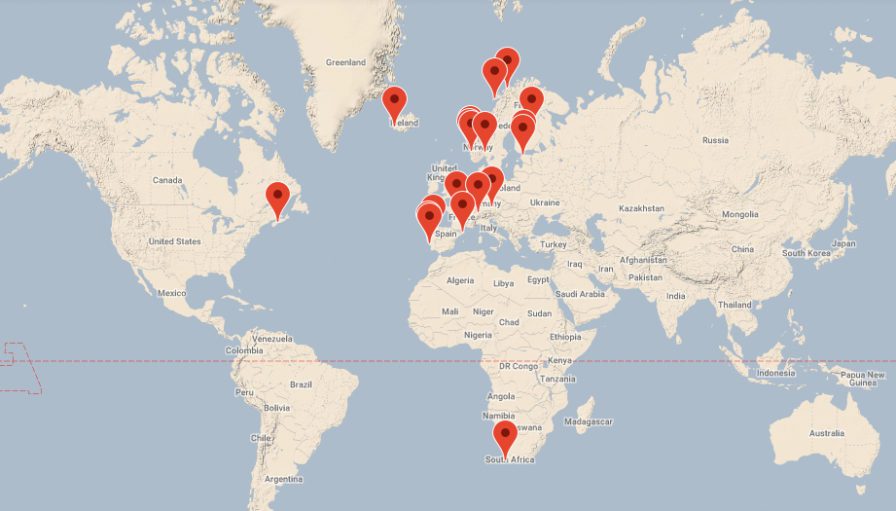 Map of Organized Bike Tours around the World