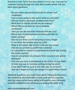 Winter Cycling Book - Back Cover