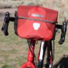 red waterproof bicycle handlebar bag