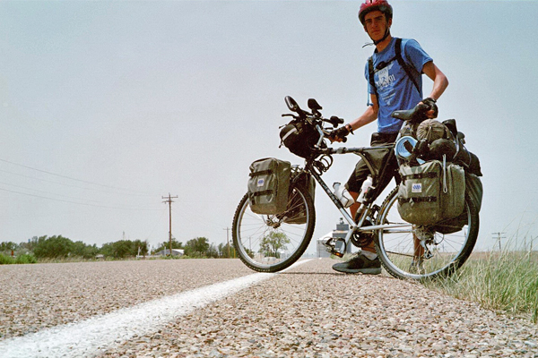 Darren Alff on his cross country bike ride in 2002
