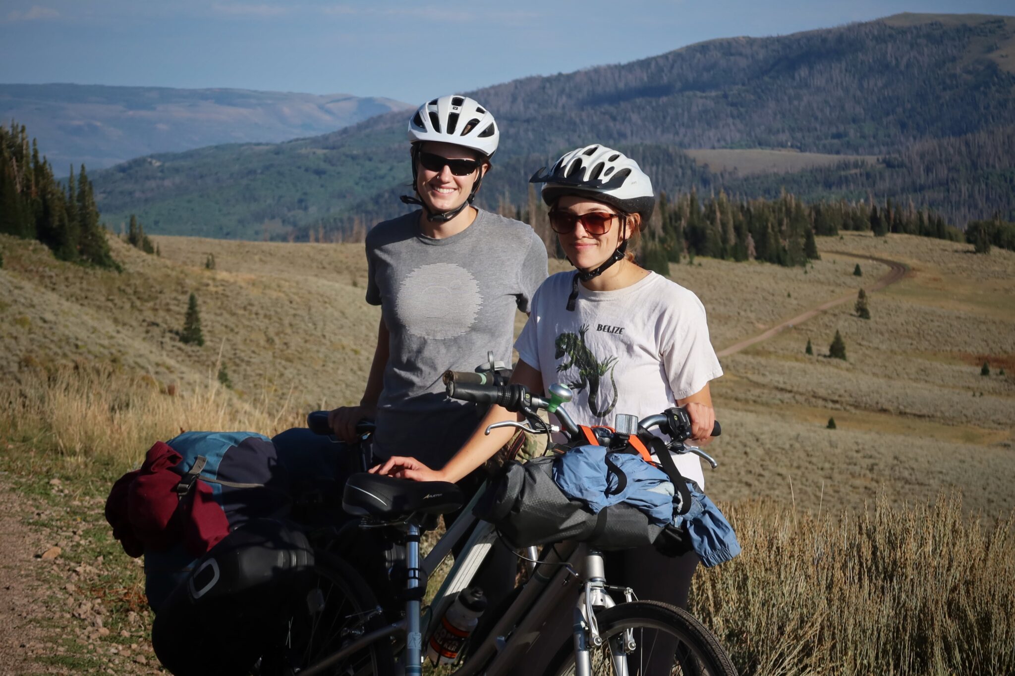 Caroline and Claire bikepacking in Utah