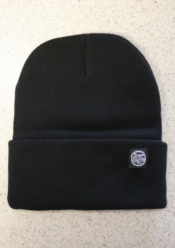 black bicycle touring beanie hat