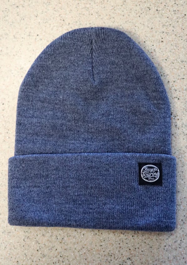 light blue bicycle touring beanie hat