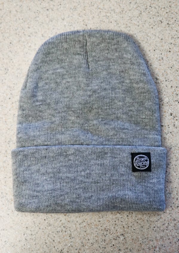 light gray bicycle touring beanie hat