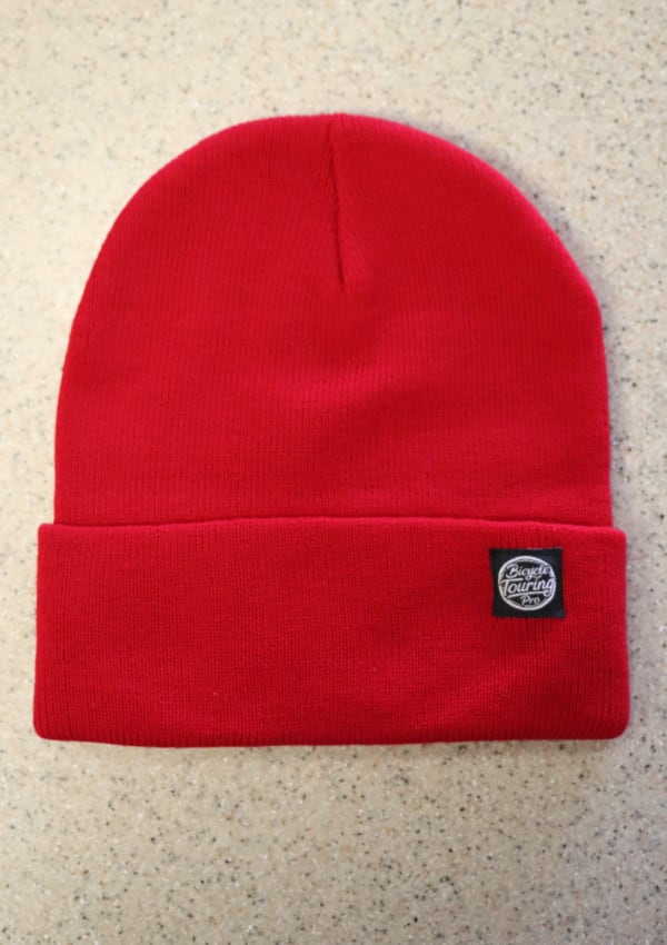 red bicycle touring beanie hat